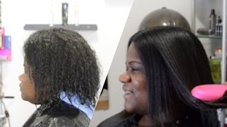 NATURAL HAIR VS HAIR STRAIGHTENING BRUSH SALONWORK [upl. by Whitaker]