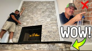 DIY FIREPLACE TRANSFORMATION with a CUSTOM HEARTH [upl. by Osmen]