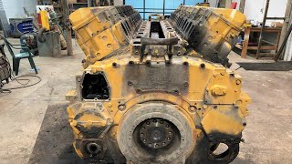 Tear Down of a 17000 Pound V16 Caterpillar 3516  1800 Horsepower 69 Liter Diesel Engine [upl. by Yruoc]