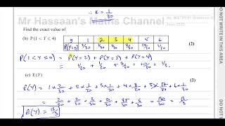 WST0101 Edexcel IAL S1 June 2023 Q5 Discrete Random Variables Expected Values Variance [upl. by Ancell]