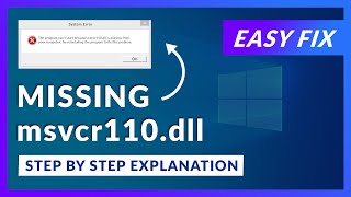 msvcr110dll Missing Error  How to Fix  2 Fixes  2021 [upl. by Senior]