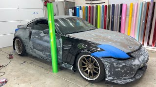 NISSAN 350Z With No Paint Wrap Guide  Hardest Body Kit Parts In Real Time [upl. by Lenaj]