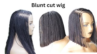 DIY How To Cut A Blunt Cut twist wig wigtutorial braidedwig [upl. by Koah]