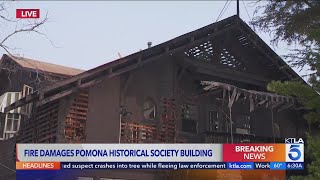 Fire damages historical museum in Pomona [upl. by Topping]