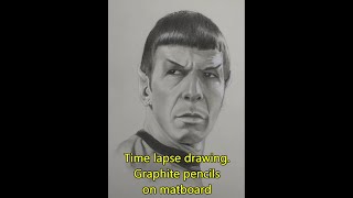 Mr Spock time lapse drawing on matboard with graphite pencils [upl. by Allac]