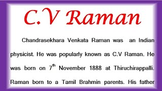 CV Raman essay in English  Essay on CV Raman in English  Biography of CV Raman in English 2022 [upl. by Moran]