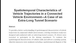 Spatiotemporal Characteristics of Vehicle Trajectories in a Connected Vehicle Environment—A Case of [upl. by Avrom]