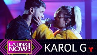 Entrevista Karol G afirma que no hay competencia con su novio Anuel AA  Latinx Now [upl. by Polash]