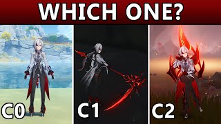 Arlecchino  C0 vs C1 vs C2  Full Abyss Run Side by Side [upl. by Ned]