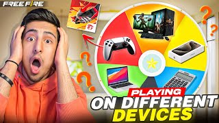 Playing Free Fire On Different Devices😱😍Pc Mobile Ps5 And More🤣As Gaming  Free Fire India [upl. by Aurelea]