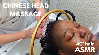 ASMR CHINESE HAIR SPA  ASMR SCALP MASSAGE ON 4C NATURAL HAIR AND SHAMPOO SOUNDS [upl. by Nathanael]