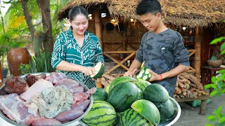 How I pickle watermelon rinds with white rice water  Water melon rinds pickle  Cooking with Sros [upl. by Goodkin]