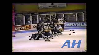 QMJHL Apr 20 1995 Beauport Harfangs v Hull Olympiques melee Eric Belanger v Martin Menard [upl. by Aihsenek]