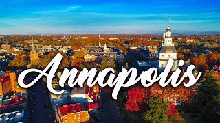 A drone flight over beautiful Annapolis Maryland in the fall  Aerial 4k [upl. by Yebot47]