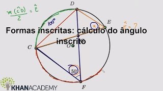 Formas inscritas cálculo do ângulo inscrito  Circunferências  Matemática  Khan Acaedmy [upl. by Koss146]