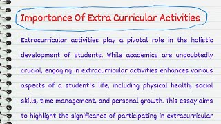 Essay on Importance Of Extra Curricular Activities [upl. by Burhans]