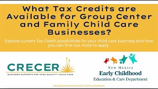 What Tax Credits are Available for Group Center and Family Child Care Businesses [upl. by Mansur198]