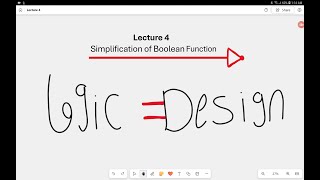 Logic design  lecture 4  Simplification of Boolean Function Ch3 [upl. by Aleedis]