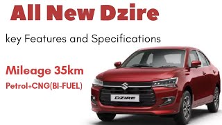 All New Suzuki Dzire Key Features and Specifications suzuki dzire automobile Cng bifuel [upl. by Llertnod660]