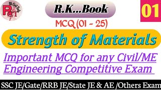 Strength of materialsRSkhurm01Important MCQ for Civil Eng Competitive examSSC JEState JE amp AE [upl. by Htederem]