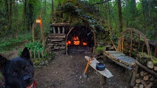 30 Days SOLO SURVIVAL CAMPING In RAIN  Building Warm BUSHCRAFT SHELTERS with FIREPLACE Full Video [upl. by Mayhew]