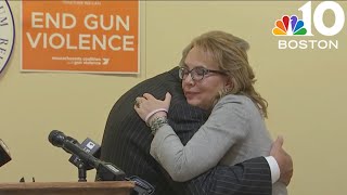 Gabrielle Giffords in Mass calling for action during gun violence awareness month [upl. by Alpheus114]