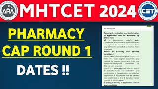 ✅ B PHARMACY ADMISSION PROCESS 2024 🔥 mhcetcaproundcapround1pharmacy [upl. by Nealah]