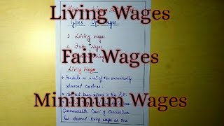 Living Wages Fair Wages and Minimum Wages explained with notes [upl. by Eihtak]