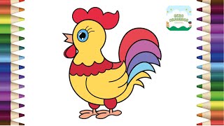 How to Draw Rooster Simple amp Easy Step by Step for Kids  Rooster Drawing [upl. by Nalrah533]