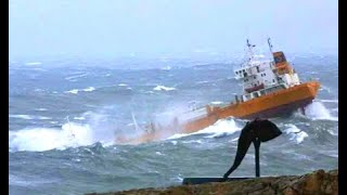 Large Ships Crash During Horrible Waves In Hurricane [upl. by Ykcim]