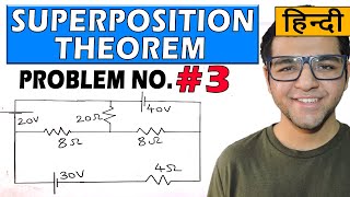 SUPERPOSITION THEOREM SOLVED PROBLEMS IN HINDI Problem 3 [upl. by Nae]