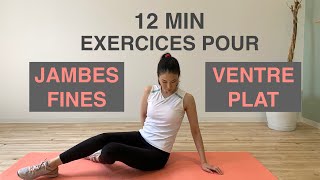 12 MIN EXERCICES POUR JAMBES FINES ET VENTRE PLATSLIM LEG amp SLIM WAIST WORKOUT [upl. by Zebulon]