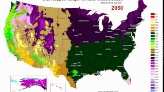 US KoppenGeiger climate classification 2000  2100 MIROCH A2 Scenario [upl. by Ahseirej]