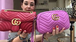 Gucci marmont comparison between small marmont flap bag amp Gucci small camera bag helpful guide [upl. by Rapsag56]