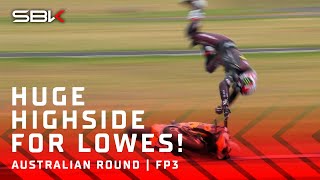 Sam Lowes has HUGE highside in FP3 💥  2024 AustralianWorldSBK 🇦🇺 [upl. by Nester]