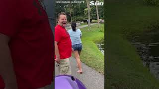 Terrifying moment huge alligator chases after fisherman shorts 😱🐊 [upl. by Barbi]