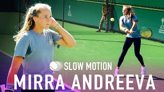 Mirra Andreeva Slowmotion  Forehand Backhand 4k 60fps [upl. by Oluap]