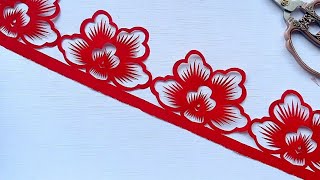 How To Paper Cut Border Design  Paper Cutting Tutorial  Paper Cutting Design  DIY [upl. by Arretak]