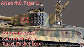 16 scale  Armortek Tiger 1 late Part 2 ammo adding 88 cm KwK 36 gun and turret floor [upl. by Nnylav]