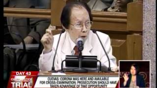 Cuevas Nondisclosure of CJ dollars not impeachable [upl. by Grissom518]