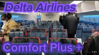 Delta Airlines Delta Comfort Plus  Paris France to Detroit CDG  DTW [upl. by Enelrahs]