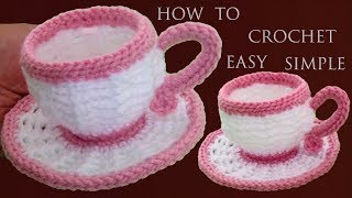 Como tejer a crochet paso a paso tazas de té y café tejidas con ganchillo para principiantes [upl. by Nodyarg]