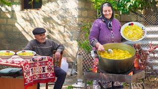 Rural Life Grandma Cooked Delicious DUSHBARA Traditional Food Recipe in Azerbaijan Village [upl. by Akima323]