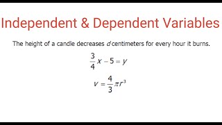 INDEPENDENT And DEPENDENT VARIABLES In Given Relations [upl. by Hanonew]