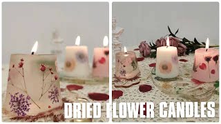 How to Make Dried Flower Candle At Home  Gel Wax Candle Making Ideas  无模具用3种不同蜡材制作干花柱蜡 [upl. by Omolhs370]