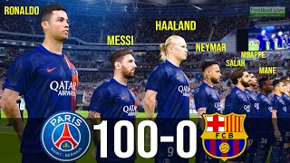 What if Ronaldo Messi Haaland Neymar Salah Mbappe Mane Lautaro Benzema play together PSG vs FCB PES [upl. by Zischke]