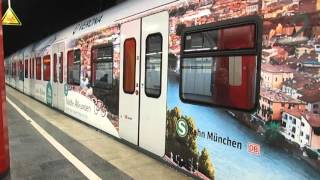 Air Dolomiti Werbezug der SBahn München in Karlsfeld und Hauptbahnhof tief [upl. by Raquela]