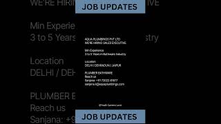 AQUA PLUMBINGS PVT LTD IS HIRING SALES EXECUTIVE [upl. by Eslehc]