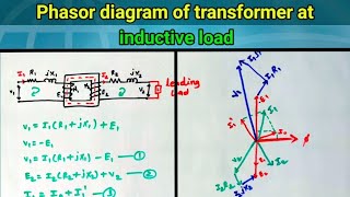 Phasor diagram of transformer at inductive load in hindi [upl. by Bat]