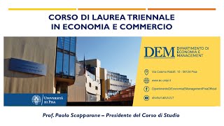 Il Corso di Laurea in Economia e Commercio dellUniversità di Pisa aa 202021 [upl. by Hamo973]